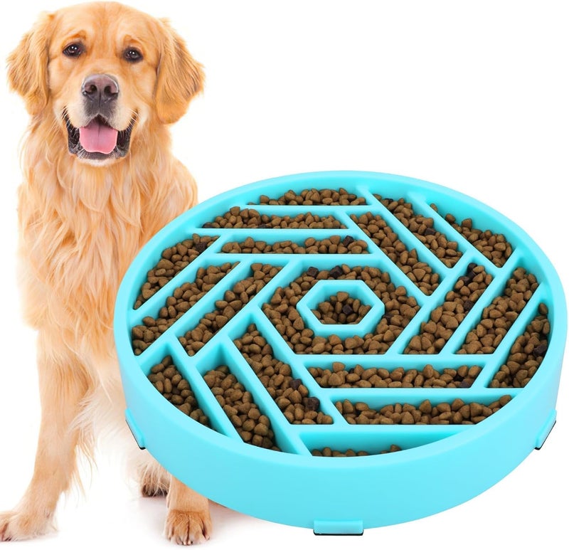 tobyto Slow Feeder Dog Bowls Large Medium Breed,Anti-Choking Slow Eating Dog Food Bowl,Non Slip Pet Slower Food Feeding Bowls Large Puzzle Slow Feeder Bloat Stop Maze Dog Dishes,Blue - Image 1